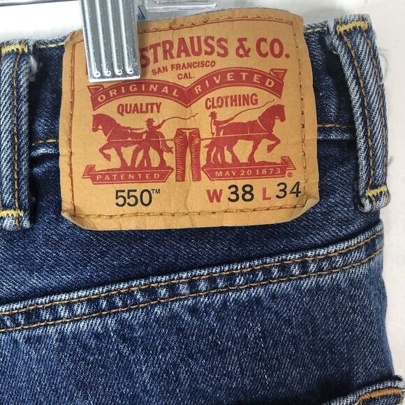 Levis Mens Blue Jeans Size 38" x 34" 550 Button Fly Zipper Denim Pants - Picture 7 of 11